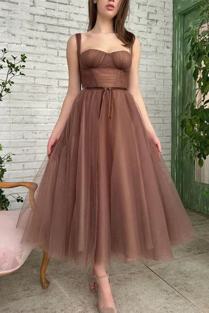 Wholesale Elegant Simple A-line Tea Length Tulle Short Prom Dress Homecoming Dress