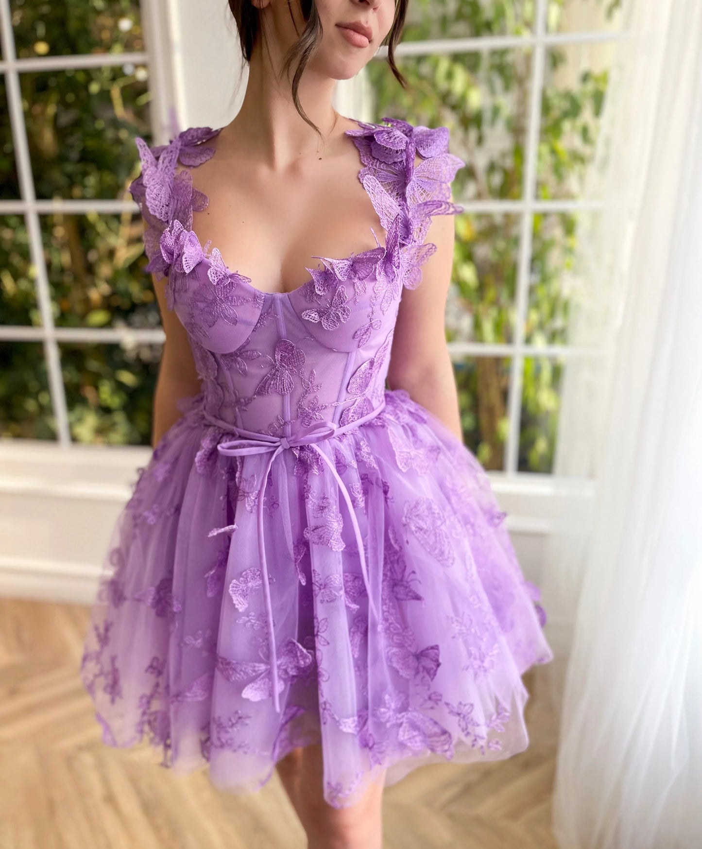 Spaghetti Straps Butterfly A Line Tulle Butterfly Short/Mini Homecoming Dresses