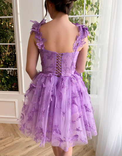 Spaghetti Straps Butterfly A Line Tulle Butterfly Short/Mini Homecoming Dresses