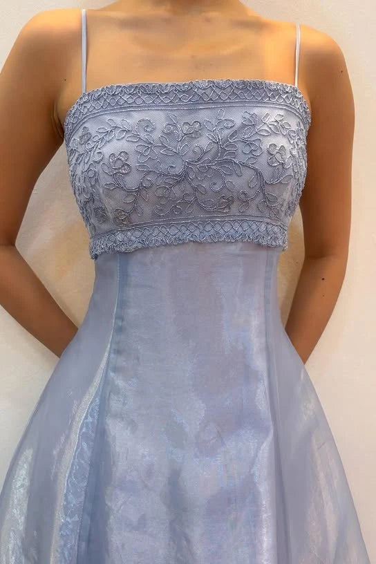 Aimishang Elegant Spaghetti Straps A-Line Long Formal Prom Dress Classy Wedding Guest Party Dress