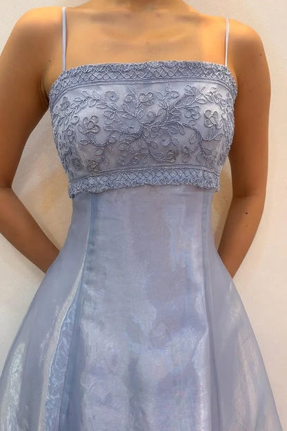 Aimishang Elegant Spaghetti Straps A-Line Long Formal Prom Dress Classy Wedding Guest Party Dress