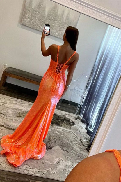 Wholesale Sequin Prom Dress Sparkly Mermaid Spaghetti Straps