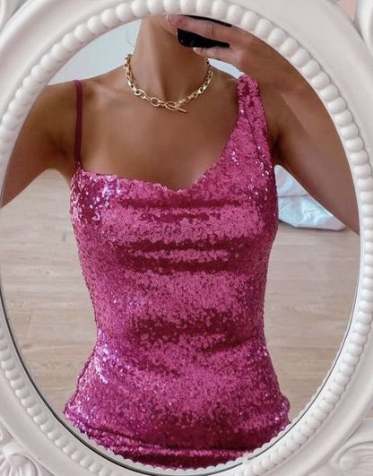 Aimishang Sparkly Sheath Sleeveless Sequins Homecoming Dress Fashion Prom Dress Shiny Birthday Party Dress Mini Dress