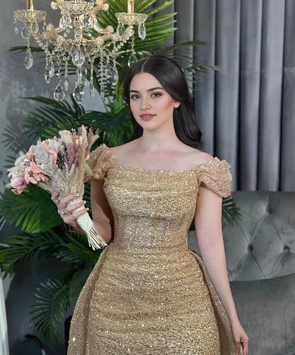 Aimishang Sparkly Mermaid Off Shoulder Sequin Long Formal Prom Dress Gorgeous Party Evening Gown