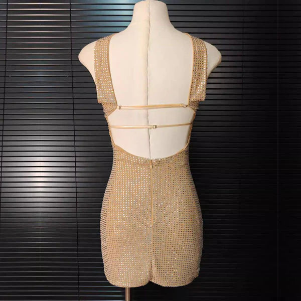 Aimishang Sparkly Strapless Mini Dress Sleeveless Homecoming Dress Fashion Short Party Prom Dress