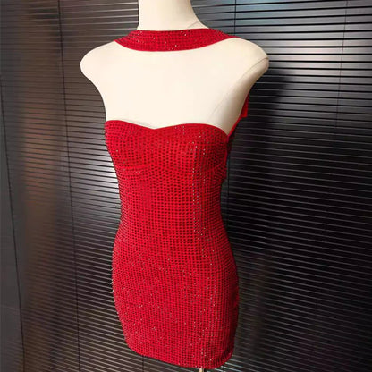 Aimishang Sparkly Strapless Mini Dress Sleeveless Homecoming Dress Fashion Short Party Prom Dress