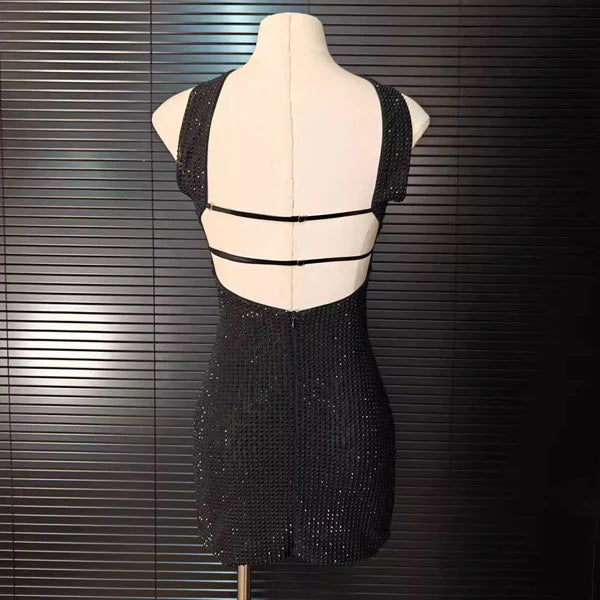 Aimishang Sparkly Strapless Mini Dress Sleeveless Homecoming Dress Fashion Short Party Prom Dress