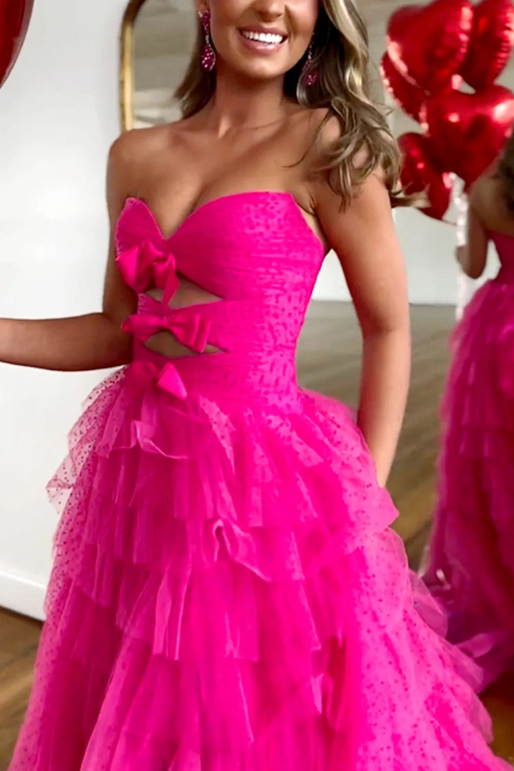 Wholesale Prom Dress A-Line Sweetheart Layered Glitter Tulle With Slit