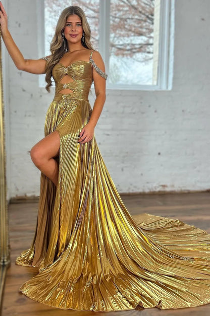 Wholesale A-Line Prom Dress Beaded Off The Shoulder With Split