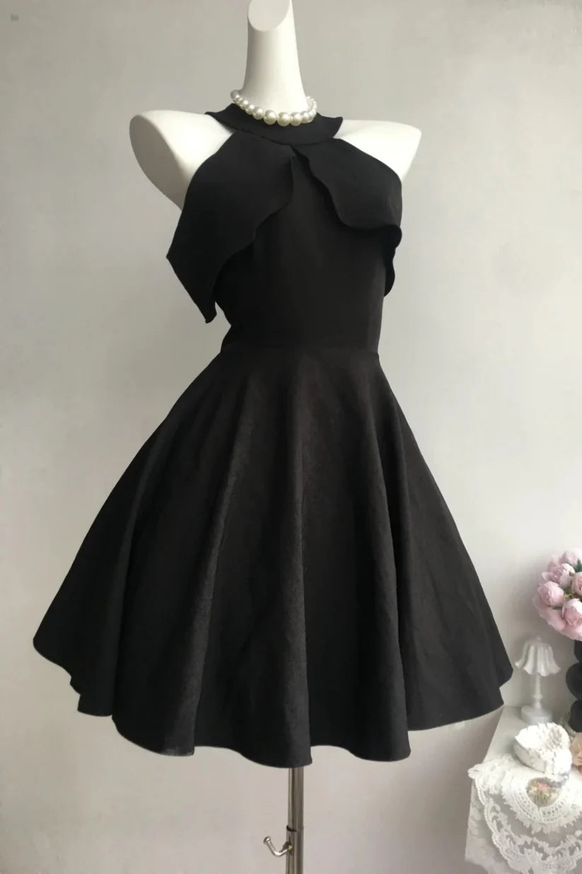 Aimishang Stylish A Line Sleeveless Black Summer Party Dress Lovely Homecoming Dress No With Neck accessories