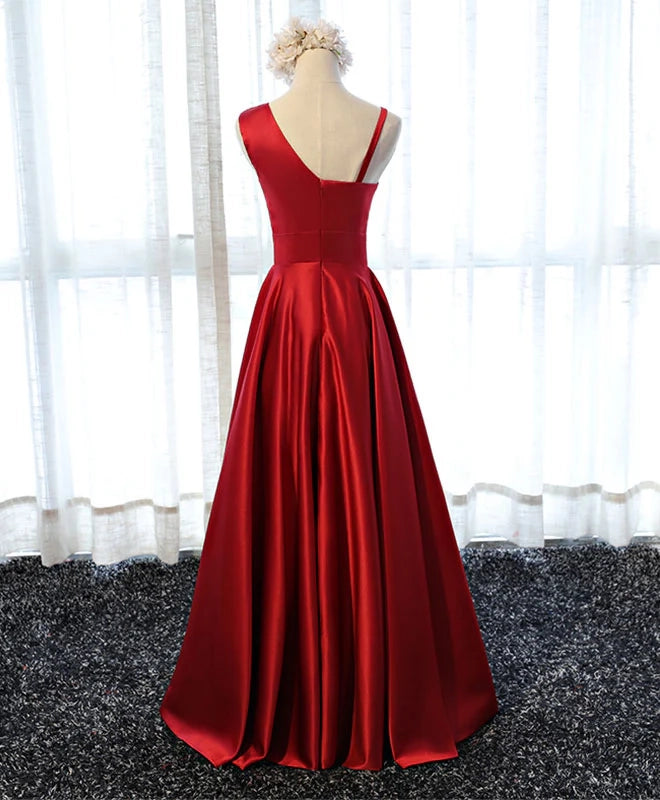 Aimishang Stylish A Line Sleeveless Satin Floor-Length Party Evening Gown Elegant Long Formal Prom Dress
