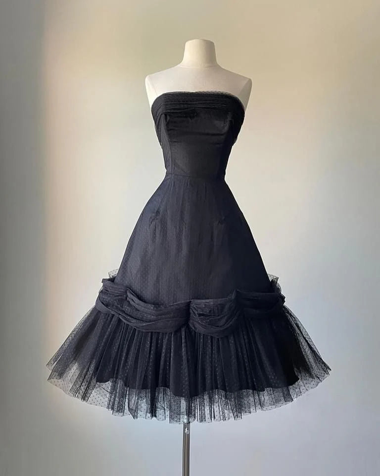 Aimishang Stylish A Line Strapless Sleeveless Black Party Prom Dress Elegant Homecoming Dress