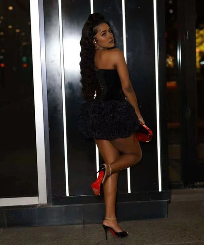 Aimishang Stylish Black Halter Sleeveless Short Party Prom Dress Fashion Graduation Homecoming Dress