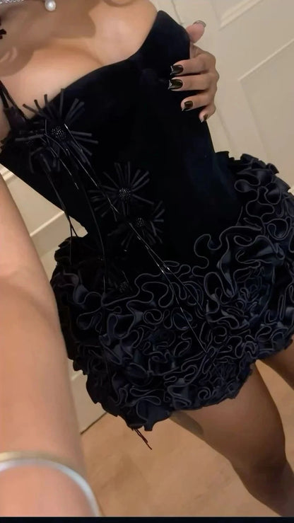 Aimishang Stylish Black Halter Sleeveless Short Party Prom Dress Fashion Graduation Homecoming Dress