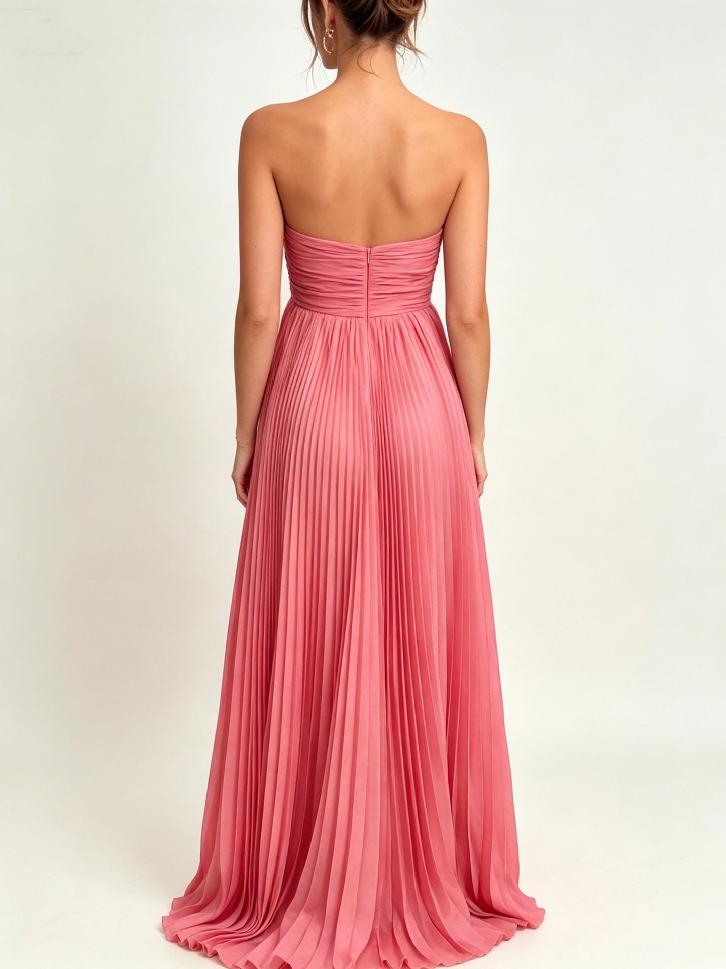 Aimishang Stylish Strapless A Line Sleeveless Pleated Long Party Evening Gown Charming Wedding Guest Dresses