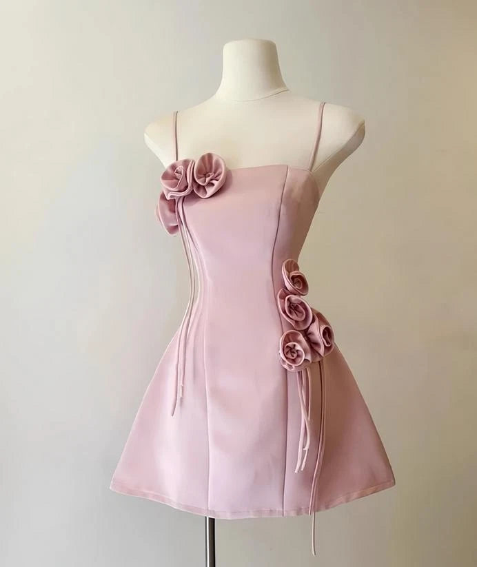 Aimishang Sweet A Line Spaghetti Straps Homecoming Dresses With Flowers Lovely Birthday Party Dress Short Graduation Dress