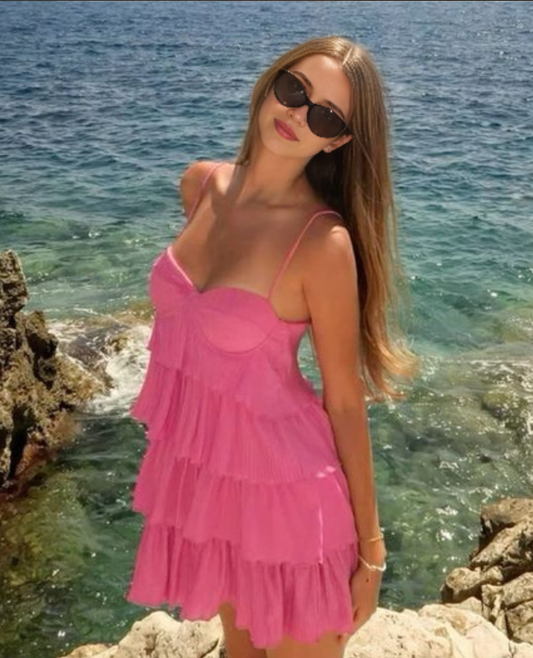 Aimishang Sweet A Line Spaghetti Straps Tiered Homecoming Dress Short Graduation Dress Lovely Birthday Party Dress
