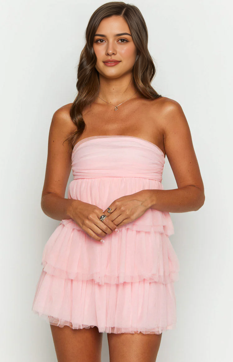 Aimishang Sweet A Line Strapless Layered Homecoming Dress Short Graduation Dress Lovely Birthday Party Dress Cute Mini Dress