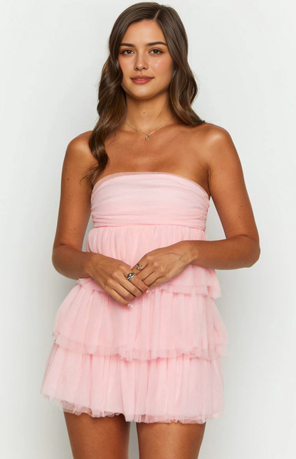Aimishang Sweet A Line Strapless Layered Homecoming Dress Short Graduation Dress Lovely Birthday Party Dress Cute Mini Dress