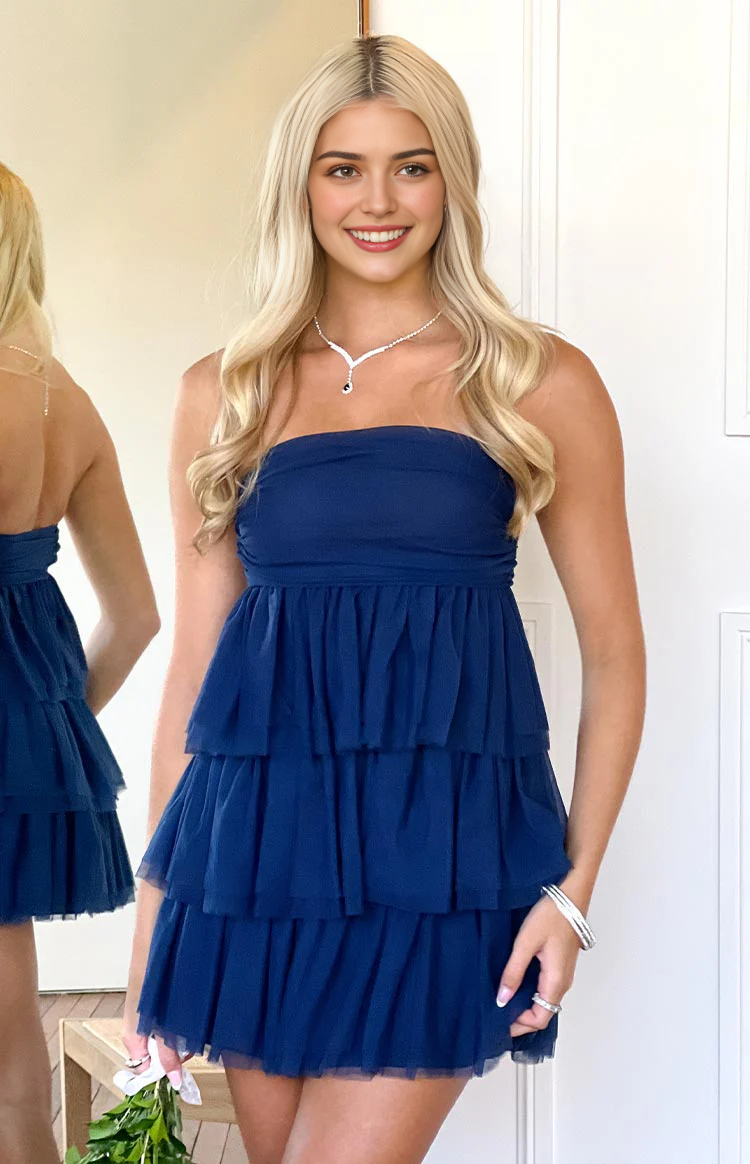 Aimishang Sweet A Line Strapless Layered Homecoming Dress Short Graduation Dress Lovely Birthday Party Dress Cute Mini Dress