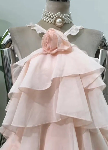 Aimishang Sweet A-Line Ruffled Strap Sleeveless Tiered Ruffled Chiffon Short Homecoming Dress