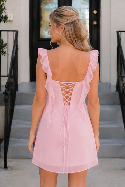 Aimishang Sweet A-Line Sweetheart Sleeveless Ruffle Chiffon Short Elegant Homecoming Dress