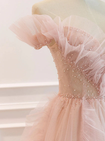 Aimishang Sweet A-line Off Shoulder Tulle Beaded Long Formal Prom Dress Lovely Party Evening Gown