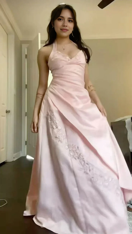 Aimishang Sweet A Line Halter Sleeveless Graduation Dress Elegant Long Formal Prom Dress