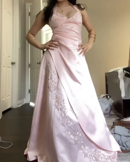 Aimishang Sweet A Line Halter Sleeveless Graduation Dress Elegant Long Formal Prom Dress