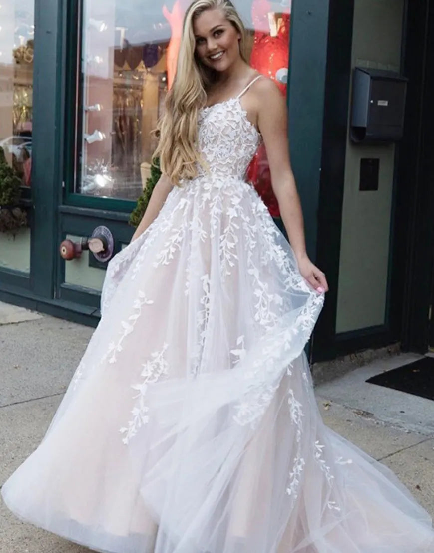 Aimishang Sweet A Line Long Prom Dress Princess with Appliques Charming Evening Party Dress