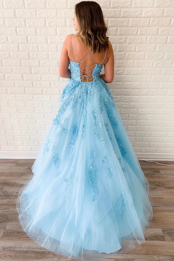 Aimishang Sweet A Line Long Prom Dress Princess with Appliques Charming Evening Party Dress