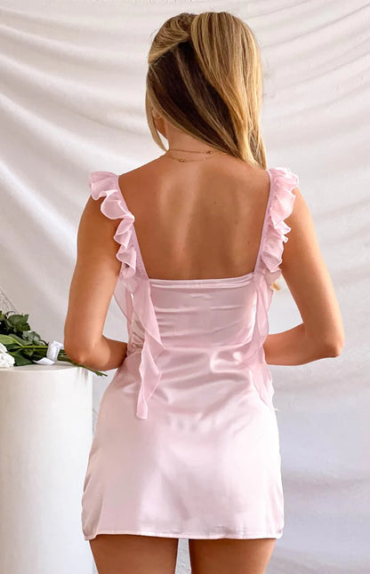 Aimishang Sweet A Line Ruffle Straps Homecoming Dress Short Graduation Dress Lovely Birthday Party Dress Cute Mini Dress