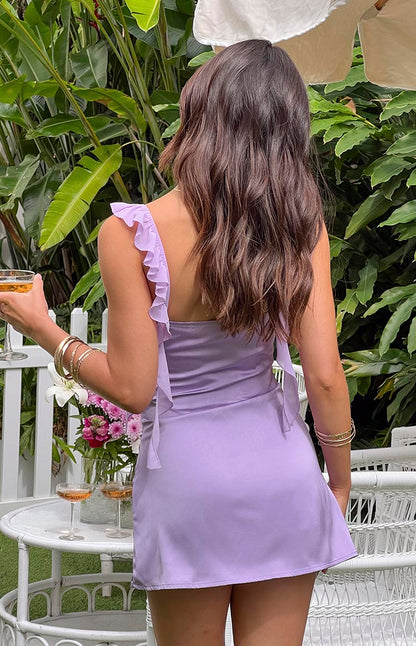 Aimishang Sweet A Line Ruffle Straps Homecoming Dress Short Graduation Dress Lovely Birthday Party Dress Mini Dress