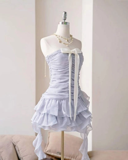 Aimishang Sweet A Line Strapless Pleated Summer Short Graduation Party Dress Cute Homecoming Dress