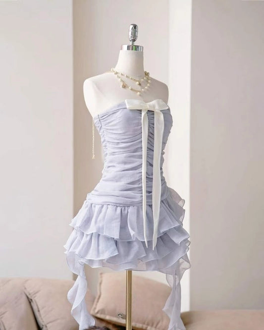 Aimishang Sweet A Line Strapless Pleated Summer Short Graduation Party Dress Cute Homecoming Dress