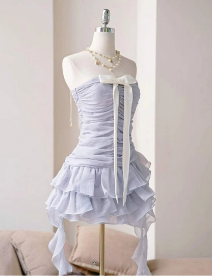 Aimishang Sweet A Line Strapless Pleated Summer Short Graduation Party Dress Cute Homecoming Dress