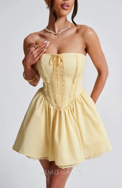 Aimishang Sweet A Line Strapless Sleeveless Homecoming Dress Short Graduation Dress Lovely Birthday Party Dress