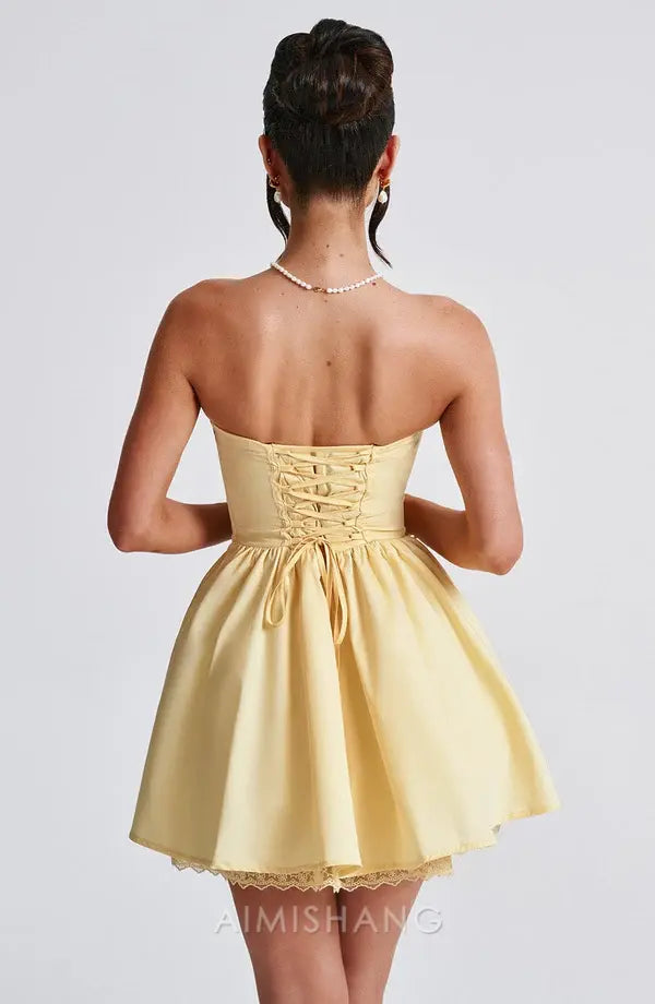 Aimishang Sweet A Line Strapless Sleeveless Homecoming Dress Short Graduation Dress Lovely Birthday Party Dress