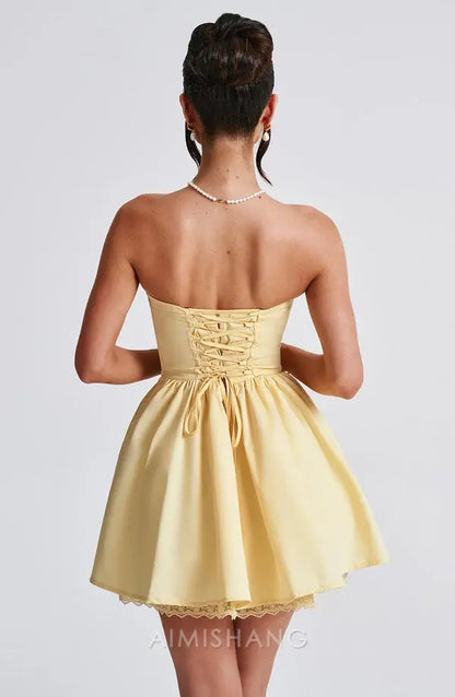 Aimishang Sweet A Line Strapless Sleeveless Homecoming Dress Short Graduation Dress Lovely Birthday Party Dress