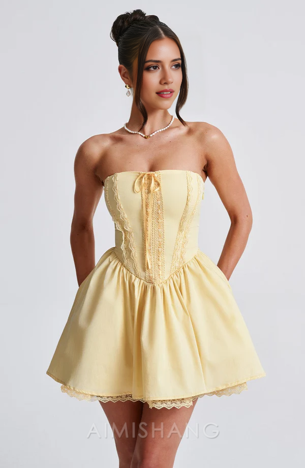 Aimishang Sweet A Line Strapless Sleeveless Homecoming Dress Short Graduation Dress Lovely Birthday Party Dress