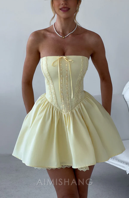 Aimishang Sweet A Line Strapless Sleeveless Homecoming Dress Short Graduation Dress Lovely Birthday Party Dress