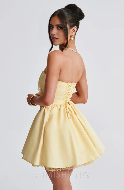 Aimishang Sweet A Line Strapless Sleeveless Homecoming Dress Short Graduation Dress Lovely Birthday Party Dress