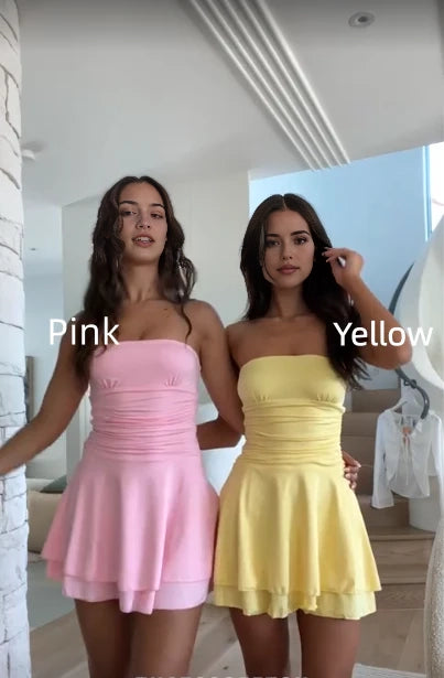 Aimishang Sweet A Line Strapless Sleeveless Layered Short Formal Birthday Party Dress Cute Graduation Homecoming Dress