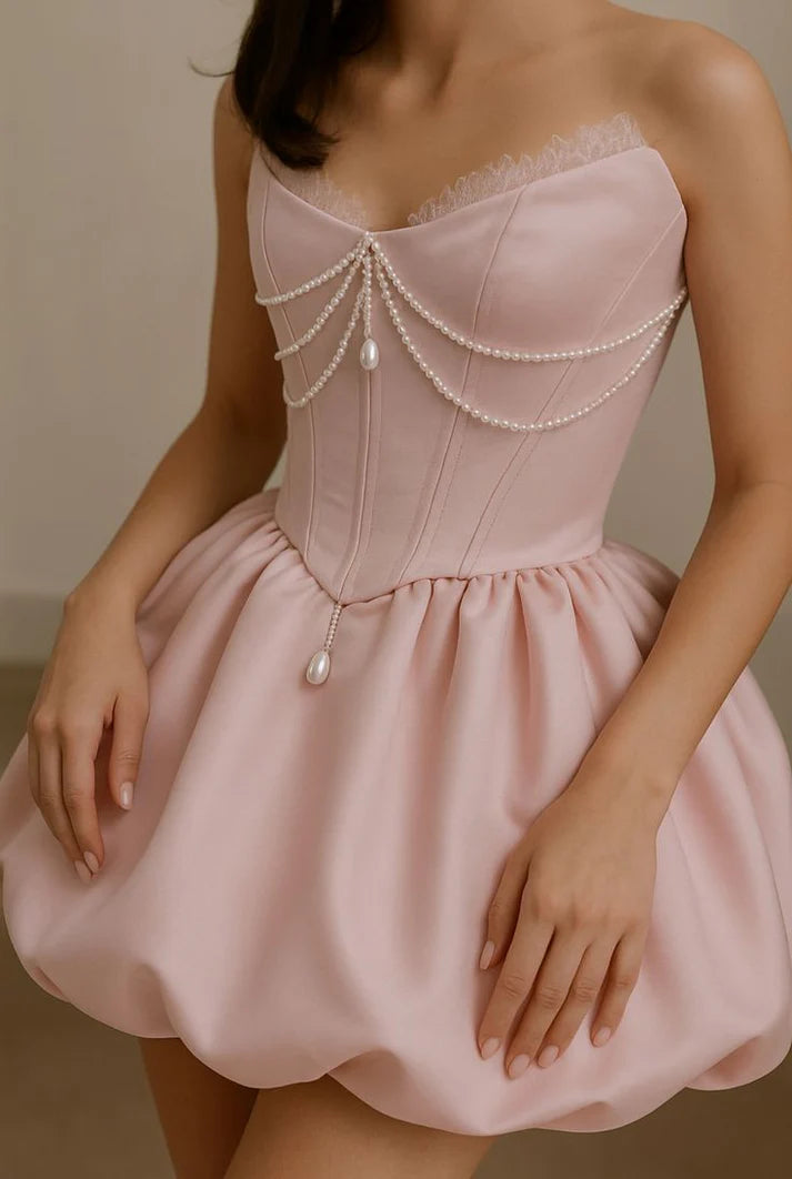 Aimishang Sweet A Line Strapless Sleeveless Short Formal Birthday Party Dress Cute Homecoming Dress