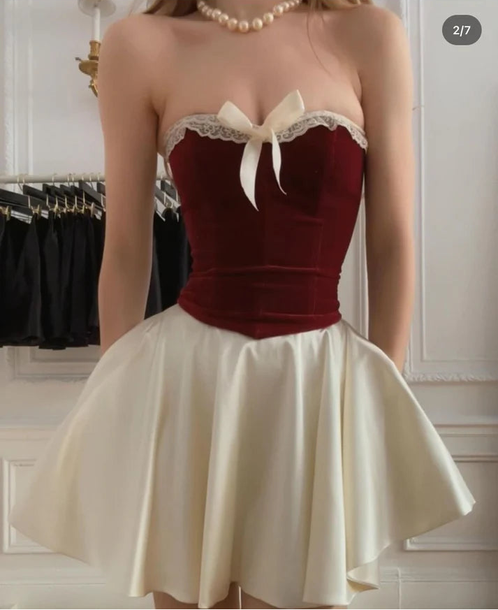 Aimishang Sweet A Line Strapless Sleeveless Short Summer Birthday Party Dress Lovely Graduation Homecoming Dress