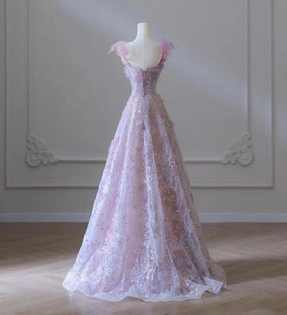 Aimishang Sweet Flowers A-Line Sleeveless Long Prom Dress Romantic Birthday Party Dress