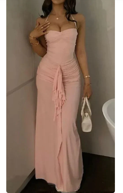 Aimishang Sweet Mermaid Spaghetti Strap Long Prom Dress Elegant Halter Formal Dress Evening Gown Charming Party Dress