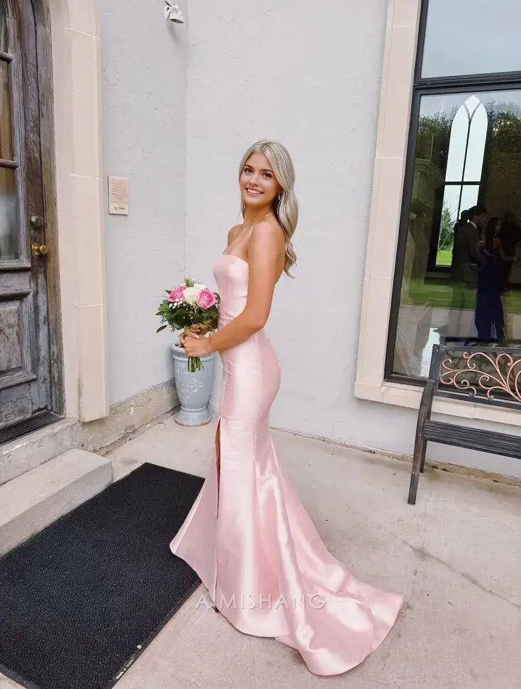 Aimishang Sweet Mermaid Strapless Sleeveless Graduation Dress Elegant Formal Prom Dress Cute Party Evening Gown