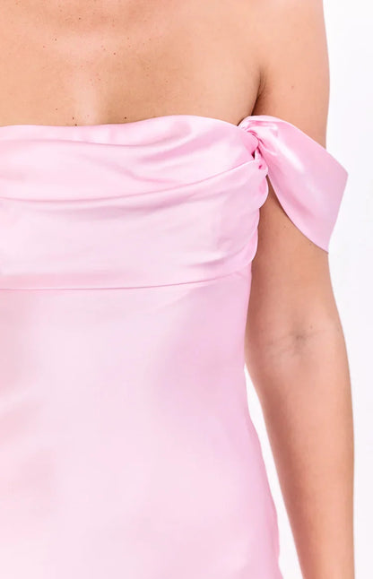 Aimishang Sweet Off the Shoulder Satin Short/Mini Graduation Party Dress Cute Summer Homecoming Dress