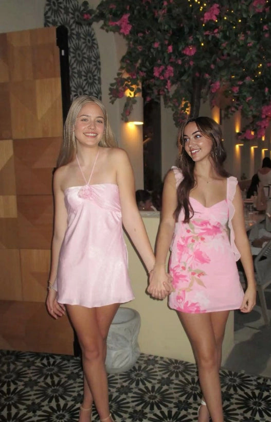 Aimishang Sweet Pink Halter Sleeveless Short/Mini Summer Party Homecoming Dress For Girls